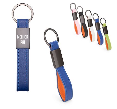 Chaveiro Metal com Couro Sintético Personalizado Dia dos Pais
