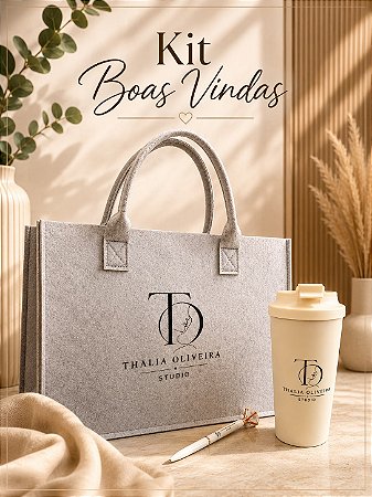 Kit Boas Vindas com 3 itens personalizados com seu logo
