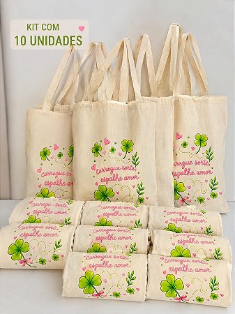 Sacola de Algodão Personalizada Com a Arte que Desejar - Kit com 10 Unidades
