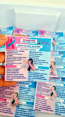 15 unidades de Botton Outubro Rosa e Novembro Azul