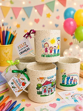 Caneca Fibra de Arroz 400ml Personalizada Dia dos Professores - Kit com 10 Unidades