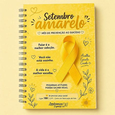 Caderno Holográfico Com Pauta Personalizado Setembro Amarelo