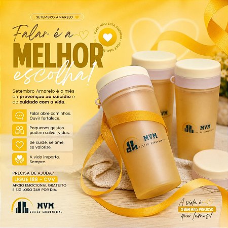 Copo Plástico 300ml Personalizado Setembro Amarelo