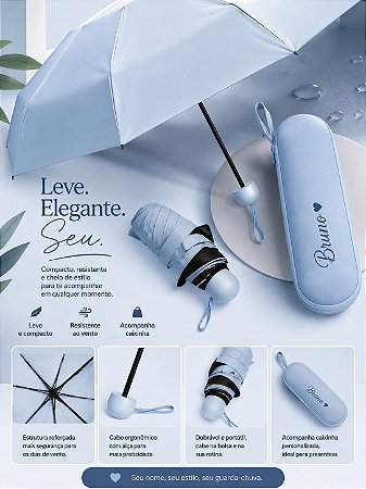 Guarda-chuva Manual Com Estojo Protetor Personalizado Com Seu Nome