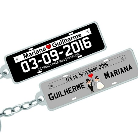Par de Chaveiro Placa de Carro Personalizado