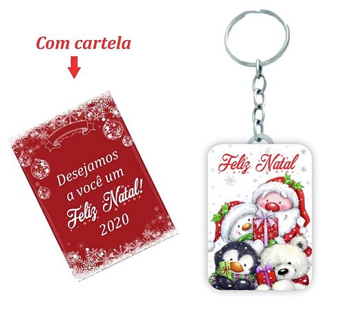Kit Chaveiro Personalizado com Cartela Mensagem de Natal