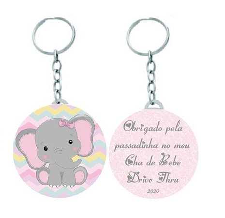 Chaveiro Chá de Bebê Drive Thru Elefantinha Baby