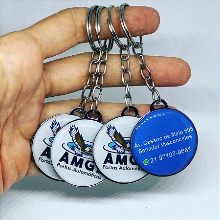 Chaveiro Resinado com Logo e Telefone Empresa