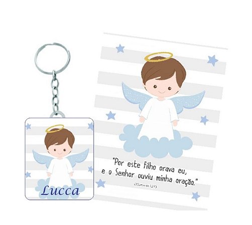 Chaveiro mais Cartelinha Anjinho Personalizado