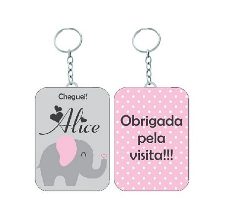 Chaveiro Elefantinha Cor de Rosa e Cinza