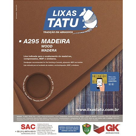 Lixa Para Madeira Tatu Grao 60 A295 (50 Unidades)