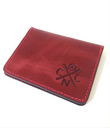 Porta Documentos Náutico - CNC Remos/ Abertura Superior/ Vermelho - Couro