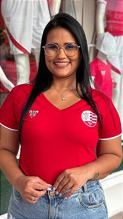 Camisa Náutico - Escudo Atual/ Vermelha - Algodão Feminina
