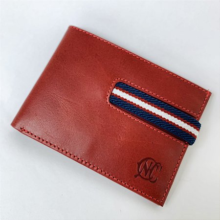 Carteira Náutico - CNC/ Fecho Elástico/ Vermelho - Couro
