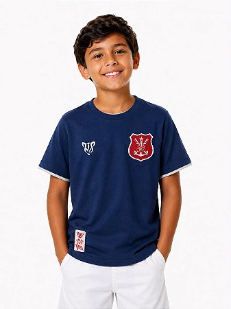 Camisa Náutico - Escudo Safra/ Marinho- Algodão Infantil