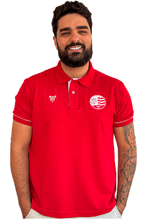 Camisa Náutico - Polo/ Brasão Escudo Atual/ Vermelha - Piquet