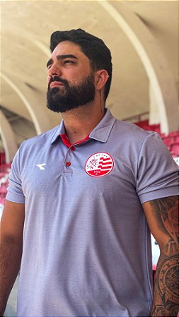 Camisa Polo Náutico - Escudo Atual/ Comissão Técnica 2025/ Cinza - Dry Masculina