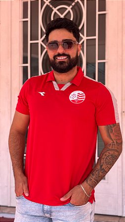 Camisa Polo Náutico - Escudo Atual/ Viagem Atleta 2025/ Vermelha - Dry Masculina