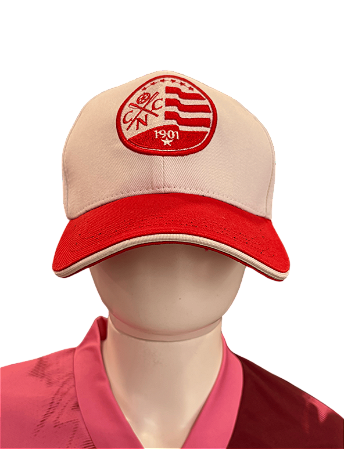 Boné Náutico - Aba Curva/ Escudo Atual/ Vermelho e Branco- Adulto