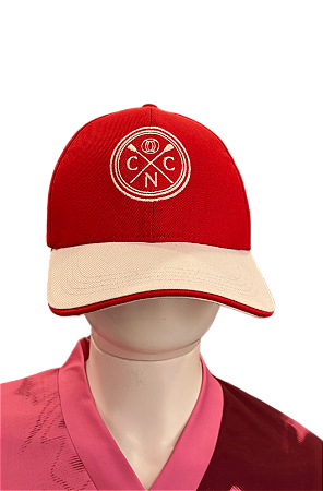 Boné Náutico - Aba Curva/ Remos/ Vermelho e Branco- Adulto