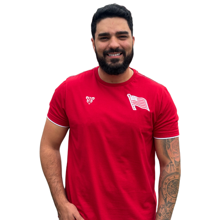 Camisa Náutico - Escudo Bandeira do Hexa/ Vermelha - Algodão Masculina