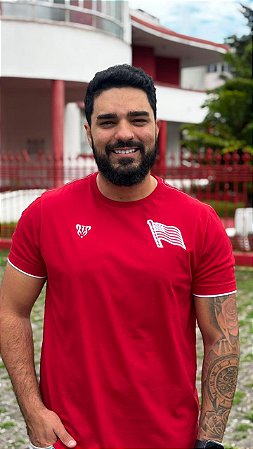 Camisa Náutico - Escudo Bandeira do Hexa/ Vermelha - Algodão Masculina