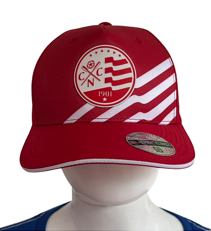 Boné Vermelho/ Escudo Atual Relevo - Listra branca - SuperCap