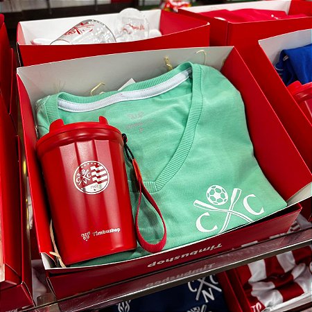 Kit Timbushop Camisa Casual Feminina+ Copo Térmico