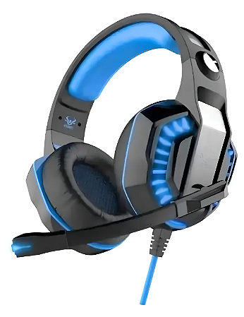 Fone De Ouvido Headset Gamer Verde Com Microfone Ej-902 Cor Azul Luz Azul