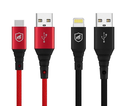 Cabo Tech Proof - 1,2 Metros - Micro usb - Tipo C - Lightning MFI Homologado - Gshield