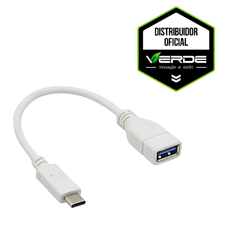 Cabo Adaptador OTG - USB-A / Type-C - Branco - Verde