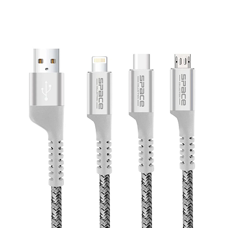 Cabo Orbit - Micro USB V8 / Tipo C / Lightning / USB-A - SPACE