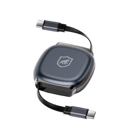 Cabo Retrátil Tipo C / Tipo C 100W - Fast Charge 1M, Transferência 480Mb/s, Compatível com Smartphones, Notebooks e Centrais Automotivas - Victus - Gshield