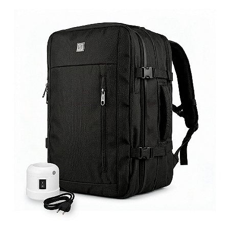 Mochila Mala de Mão para Viagem 38 Litros com Compartimento interno a Vácuo e Bomba de Sucção para Notebook até 17'' Expansível, Resistente à Água - Gshield