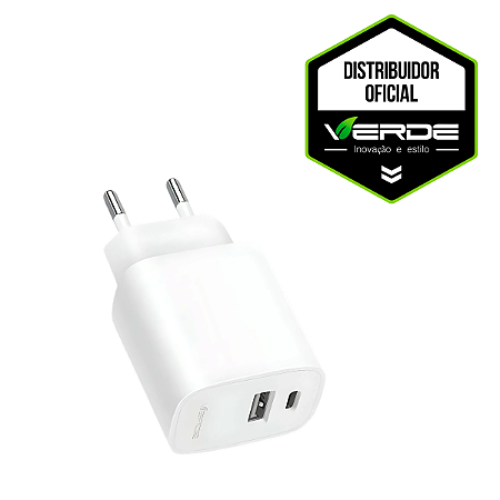 Carregador de Parede USB-A + Tipo C - 20W - Verde