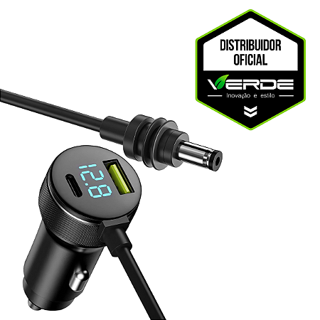 Carregador Veicular + Cabo de Força Starlink DC/TC 65W-100W - 3M - VERDE