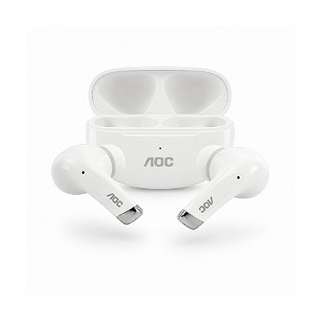 Fone de Ouvido Bluetooth Earbuds Pro V5.4 com Estojo de Recarga, Baixa Latência e Tradução por IA - Branco - AOC