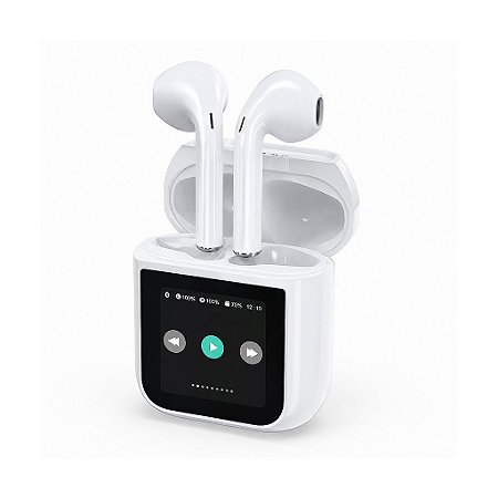 Fone Bluetooth com Visor Touch LED, Controle de Música, Bateria de Longa Duração e Estojo Inteligente – Branco - AOC