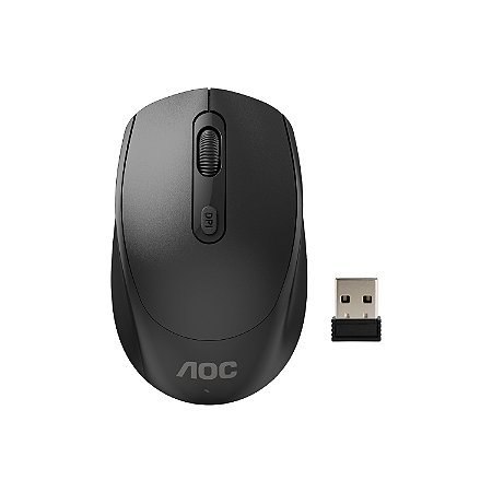 Mouse Sem Fio 2.4GHz com DPI Ajustável e Conexão USB - Preto - AOC