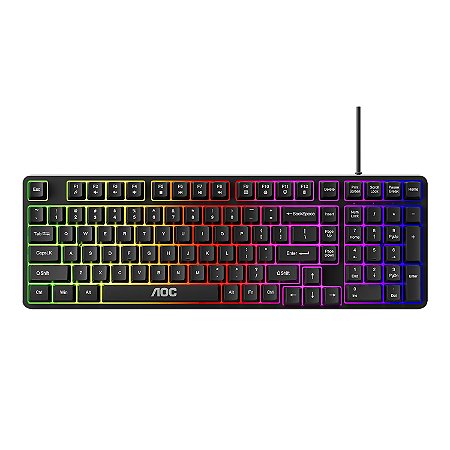 Teclado Gamer RGB com Fio – Anti-Ghosting 26 Teclas, LED Rainbow, Teclas Silenciosas e Alta Performance - AOC