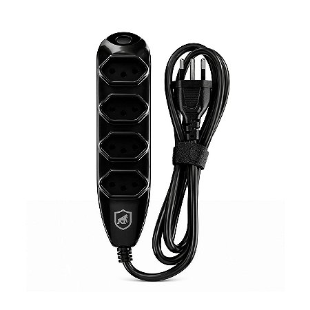 Extensão Elétrica 4 Tomadas Tripolar Bivolt 10A com Cabo 1,5m + Fita Organizadora, Certificação INMETRO e 3 Anos de Garantia - Dual Shock - Gshield