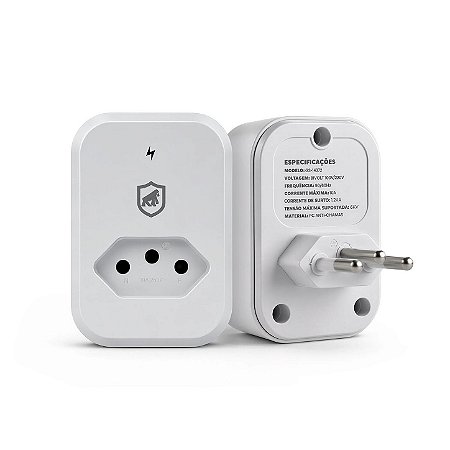 Protetor contra Surtos Elétricos Anti-Raio de até 1,2 kA com Tecnologia DPS, Fabricado em PC antichamas, Bivolt 10A e LED indicativo, Branco - Dual Shock - Gshield