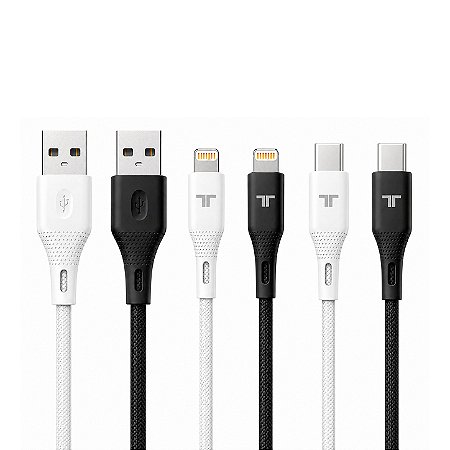 Cabo Trix - Tipo C / USB / LIGHTINING - 1M - BRANCO / PRETO - SPACE