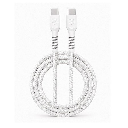 Cabo Dual Armor TIPO-C / USB-A / LIGHTNING com Carregamento Rápido Revestido em Nylon Balístico - Branco - Gshield