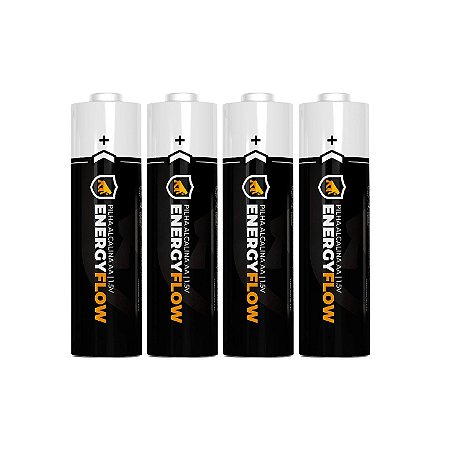 Pilha Alcalina 4 Unidades AA/AAA Energy Flow com Tensão de 1,5V, Alta potência e Durabilidade para Controles, Teclados, Mouses e Brinquedos - Gshield