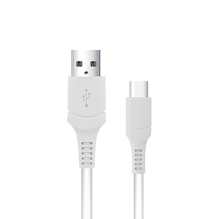 Cabo Easy USB-A / Tipo-C 1 Metro, PVC Reforçado, Carregamento Rápido 18W 3A e Transferência de Dados 480 Mbps, Branco – Gshield
