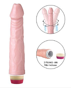 Prótese peniana Realístico com Vibrador Rotativo à pilha