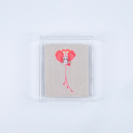 Quadro Acrílico Colagem P - Vestido Bordado à mão