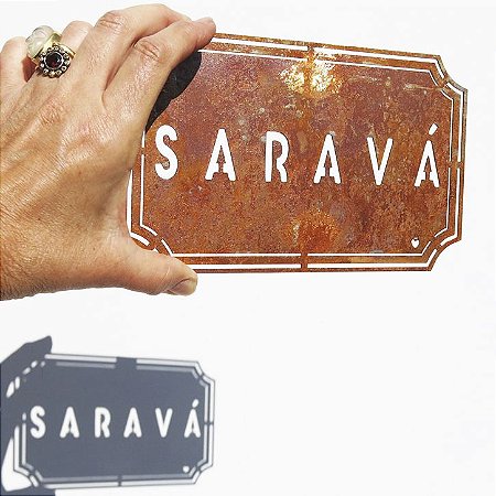 Placa Etiqueta de Ferro - Saravá