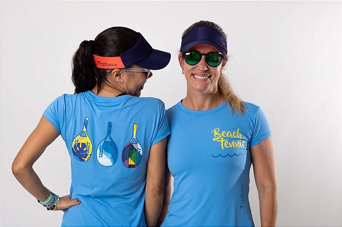 Camiseta Babylook Beach Tennis Play Azul Celeste - Fast Pace